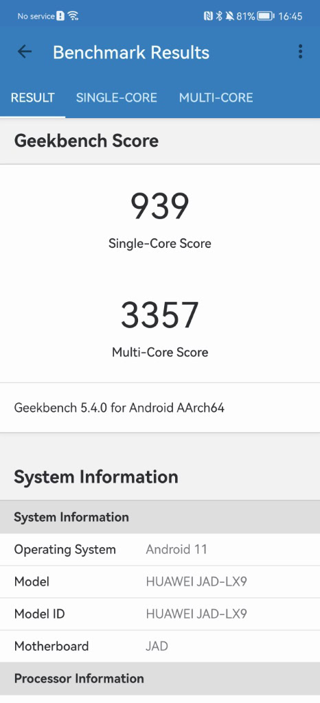 Huawei P50 Pro Geekbench 5