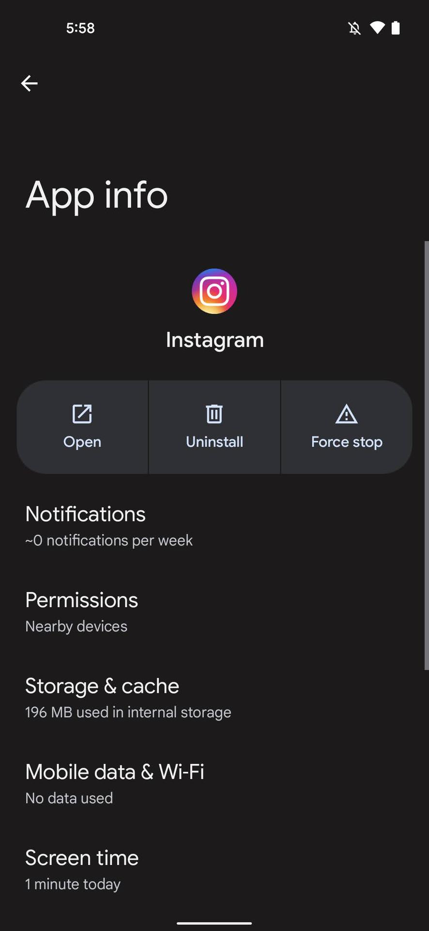 Instagram app permissions 3