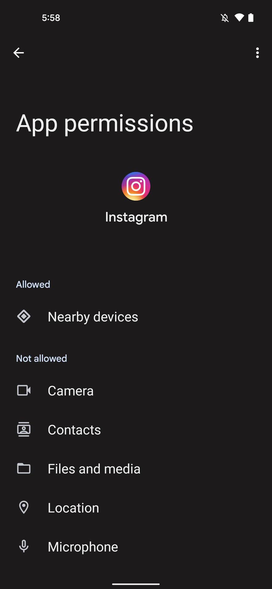 Instagram app permissions 4