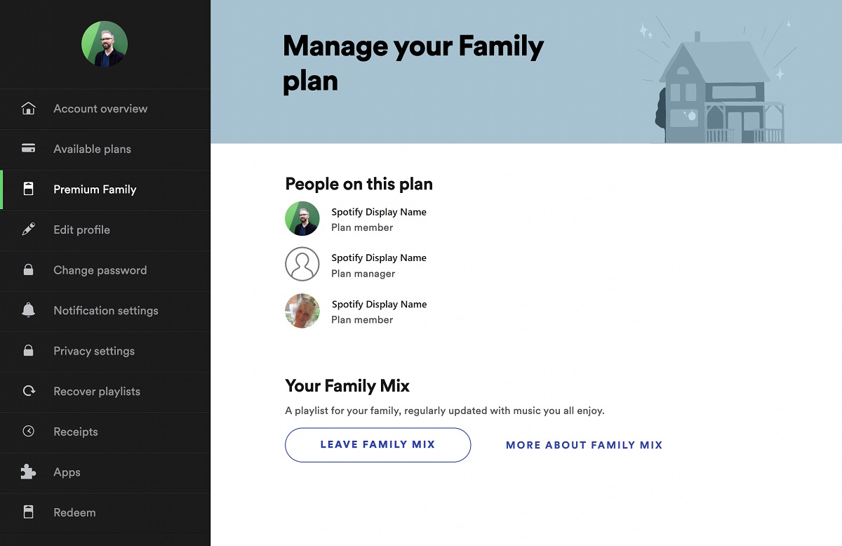Spotify manage family plan