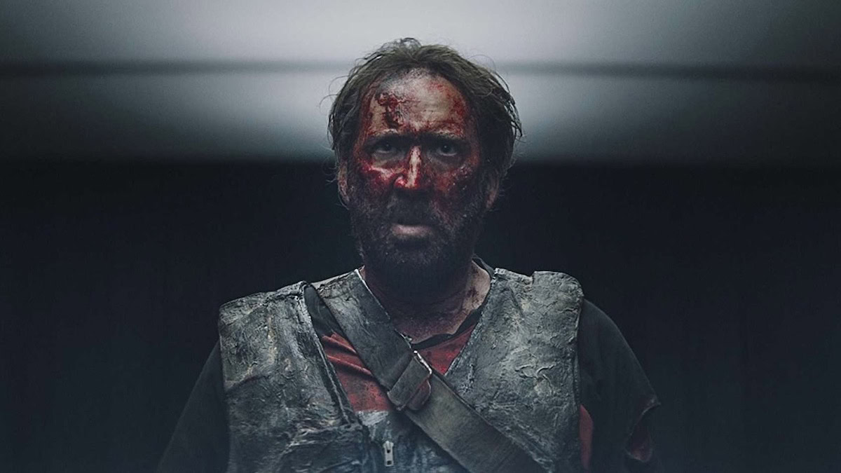 Nicolas Cage, covered in blood, in Mandy — best movies on shudder