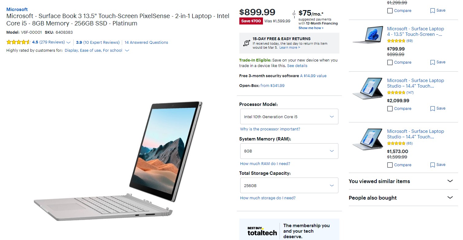 Microsoft Surface Book 3 Best Buy Deal