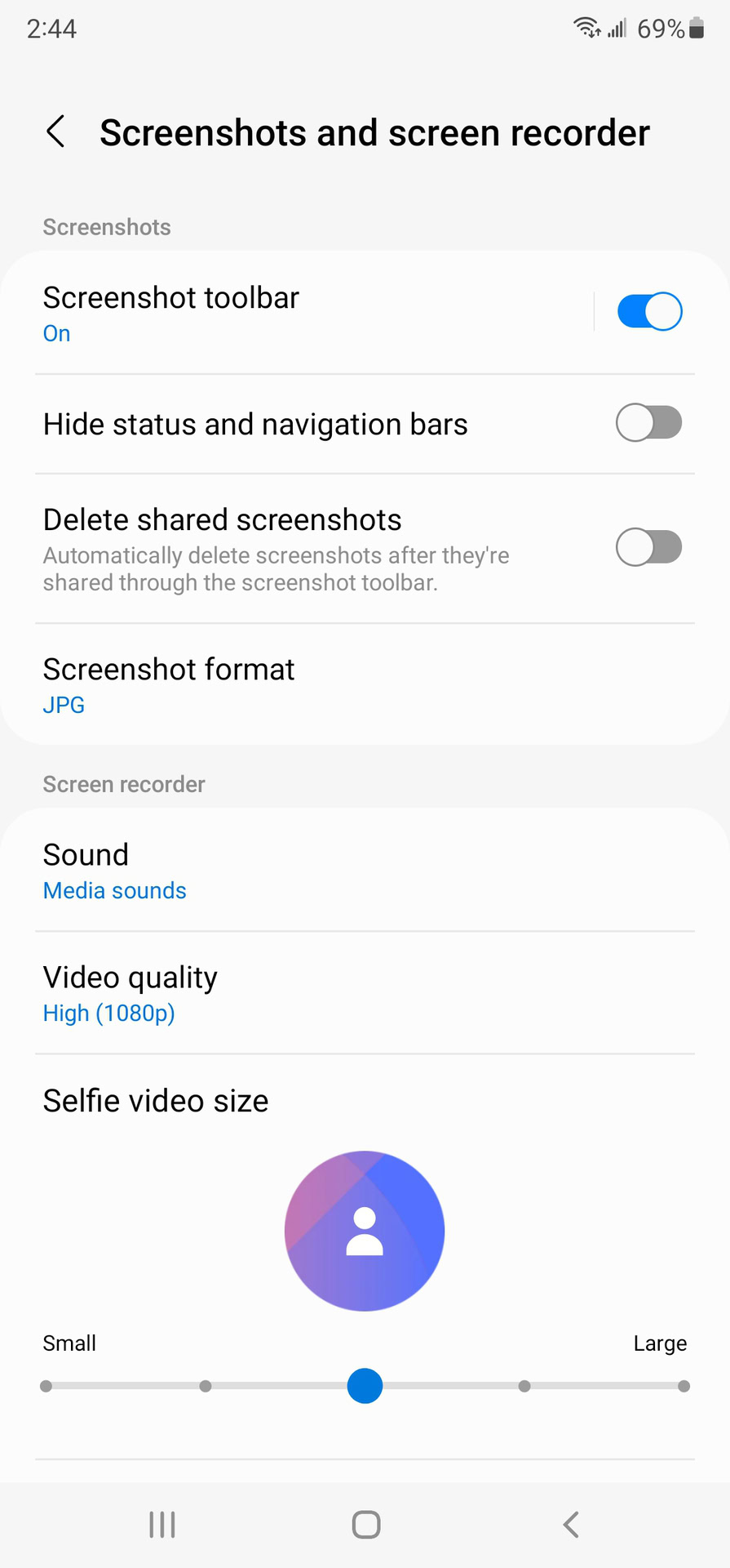 One UI Screenshot Options
