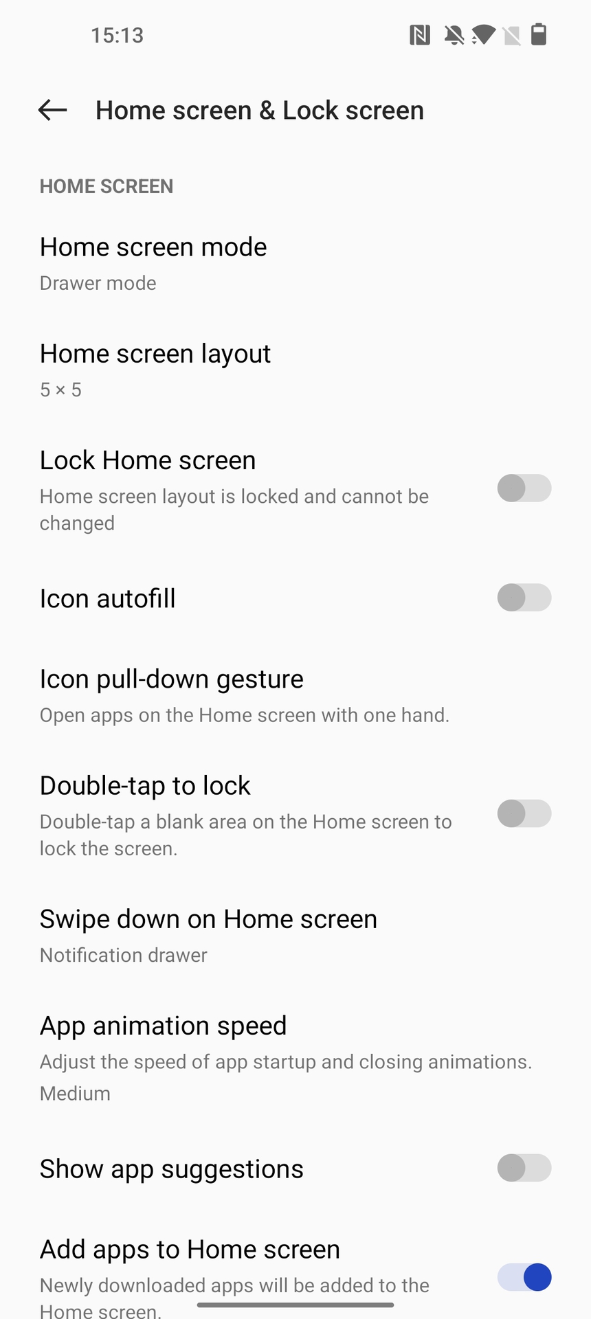 Oxygen OS 12 Home Screen Settings