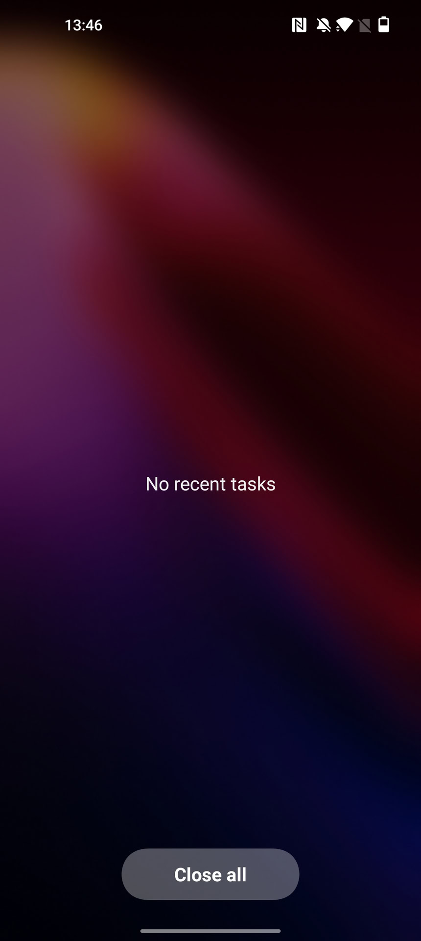 Oxygen OS 12 Recent Apps Empty