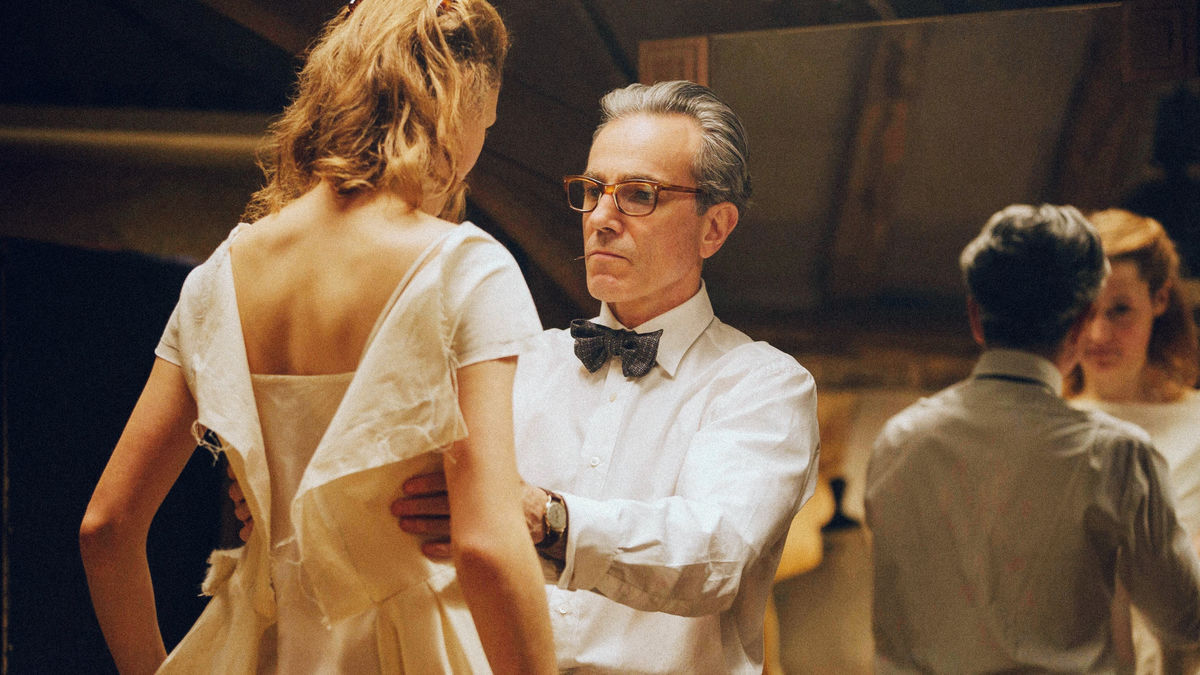 Still from Phantom Thread featuring Daniel Day-Lewis and Vicky Krieps - best romance movies on netflix