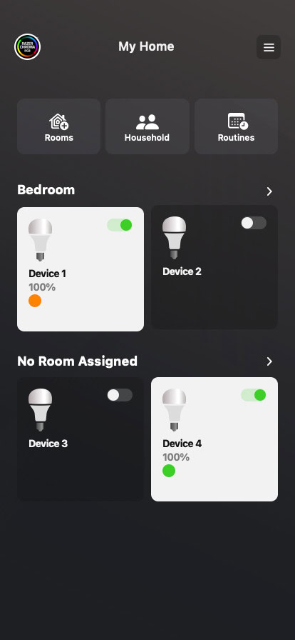 An early version of Razer's Smart Home App
