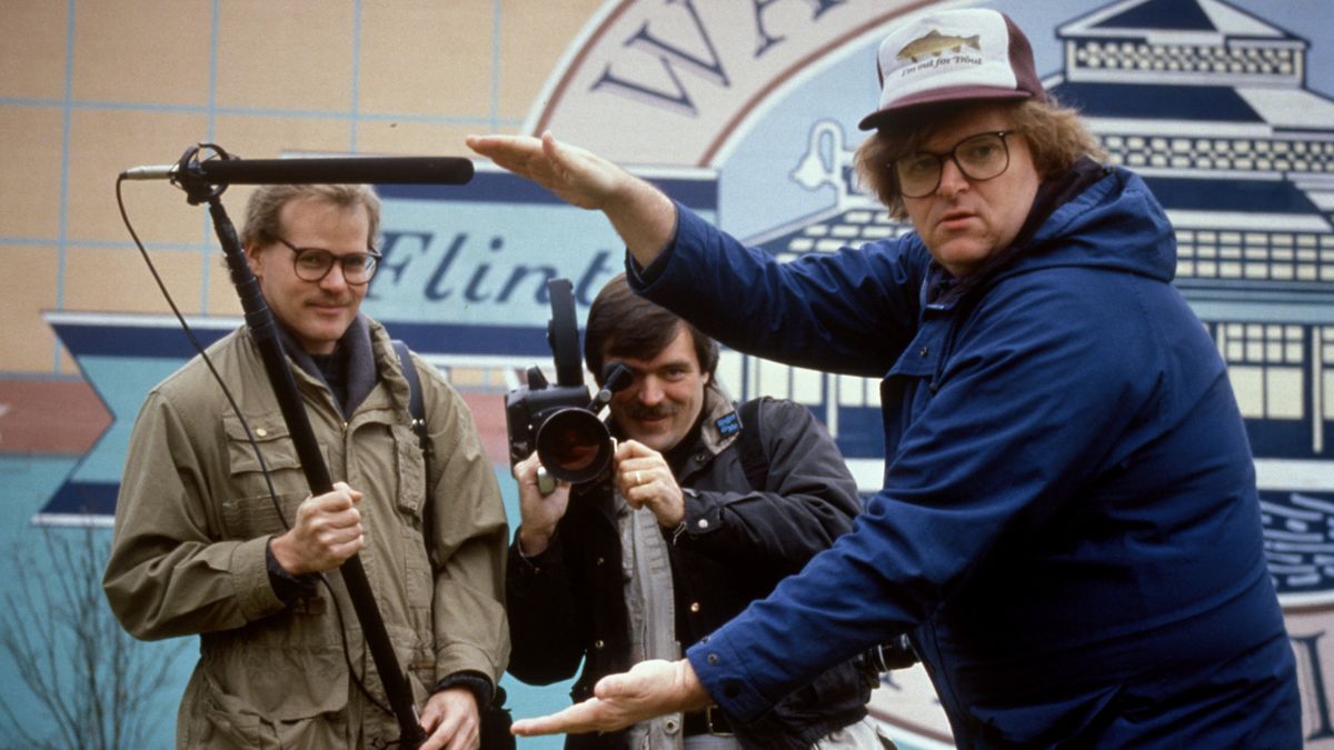 Michael Moore on camera in Roger and Me — best new streaming movies