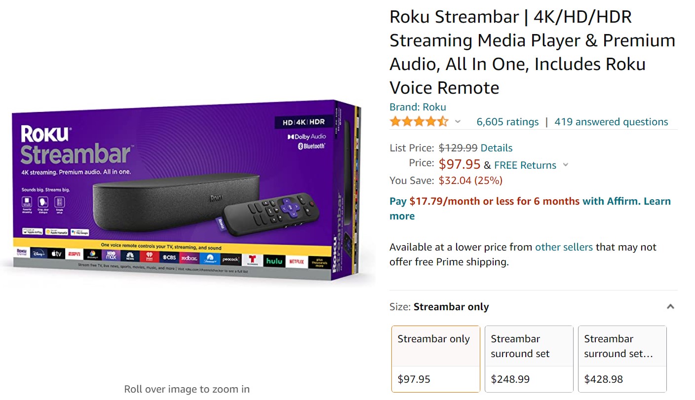 Roku Streambar Amazon Deal