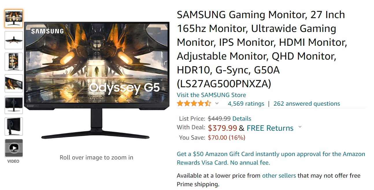 Samsung 27 inch Odyssey G50A Gaming Monitor Amazon Deal