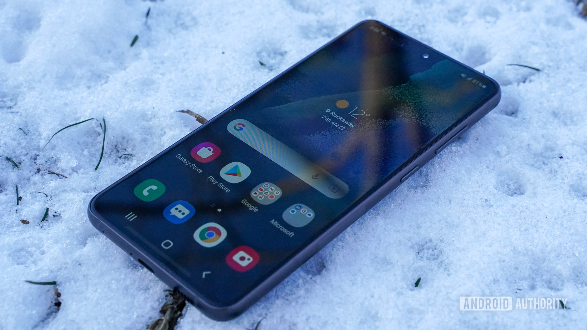 Samsung Galaxy S21 FE on snow