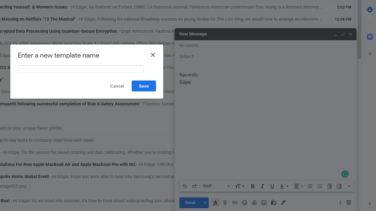 Save template in Gmail 2