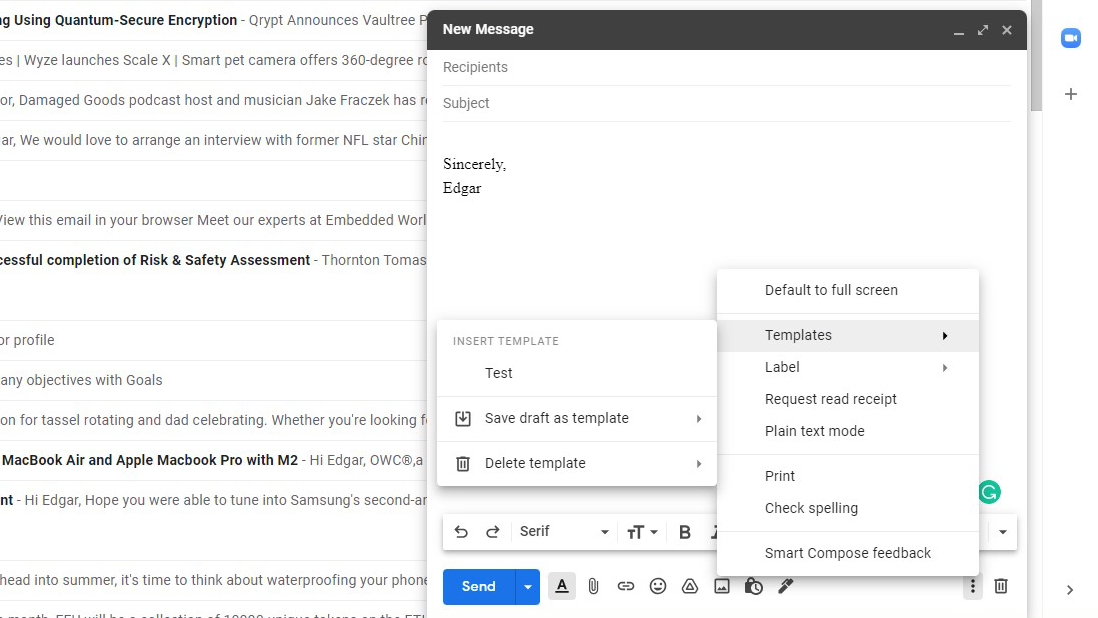 Save template in Gmail 3
