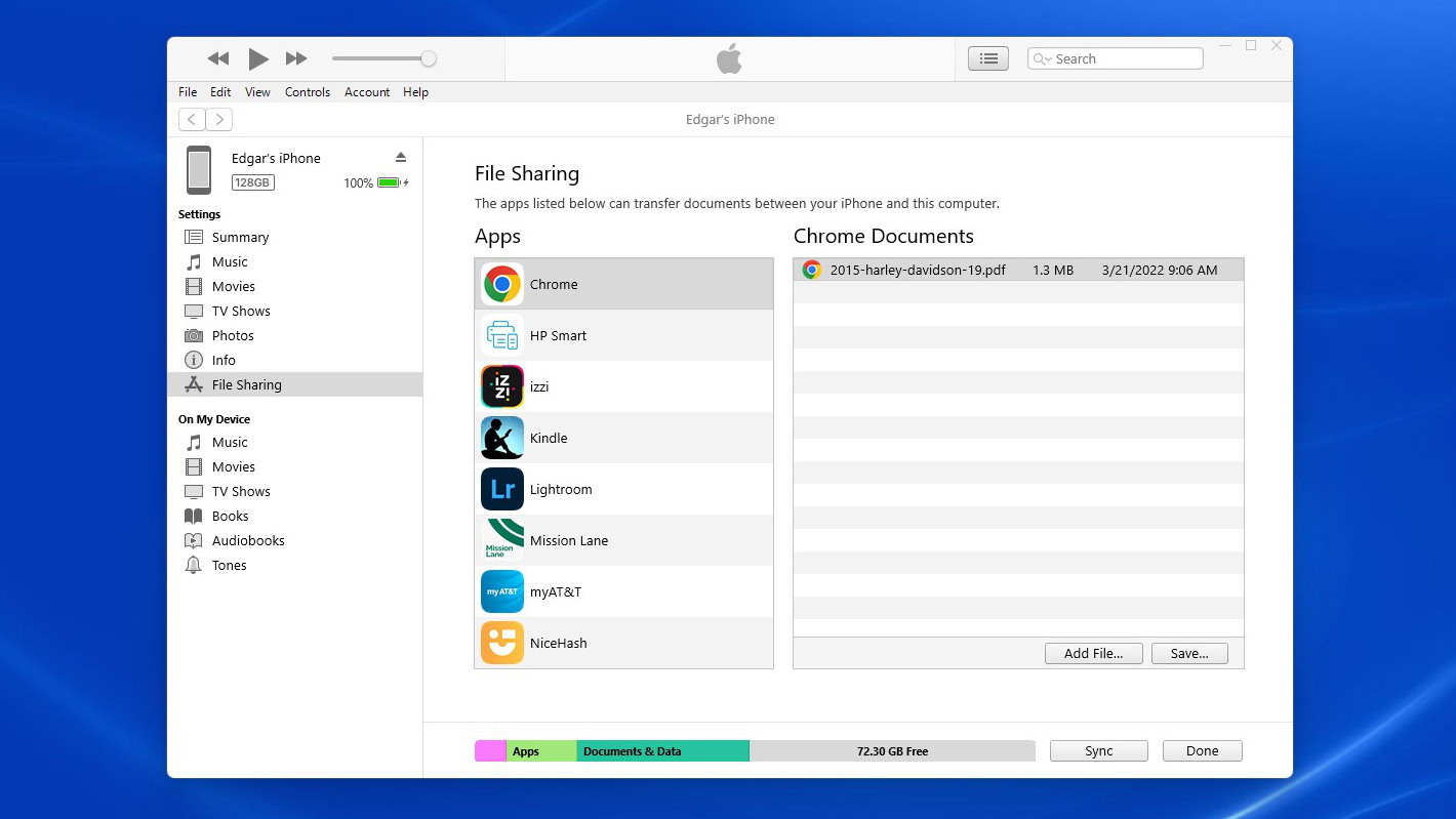 Send files from iTunes to Android phone 1