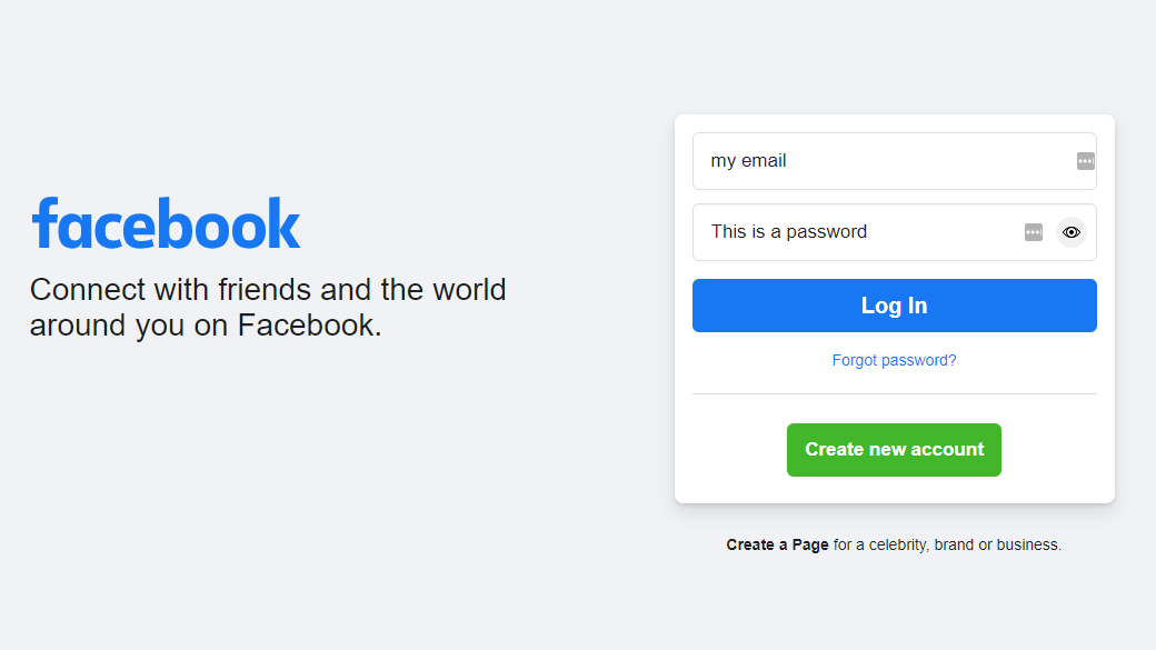 Show password screenshot