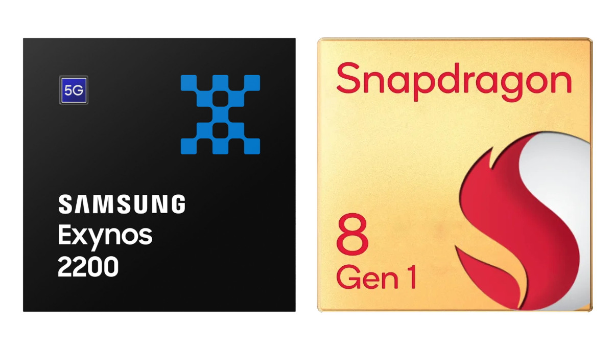 Snapdragon 8 Gen 1 vs Exynos 2200 logos