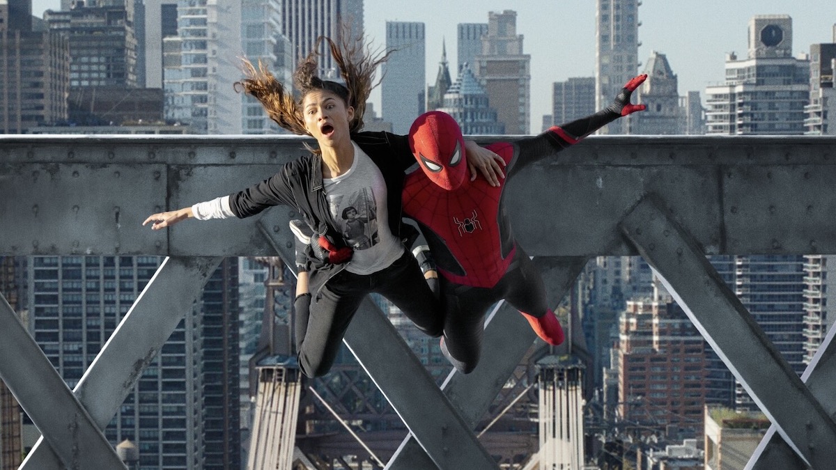 Still of Spider-Man and MJ in Spider Man No Way Home - theaters vs streaming