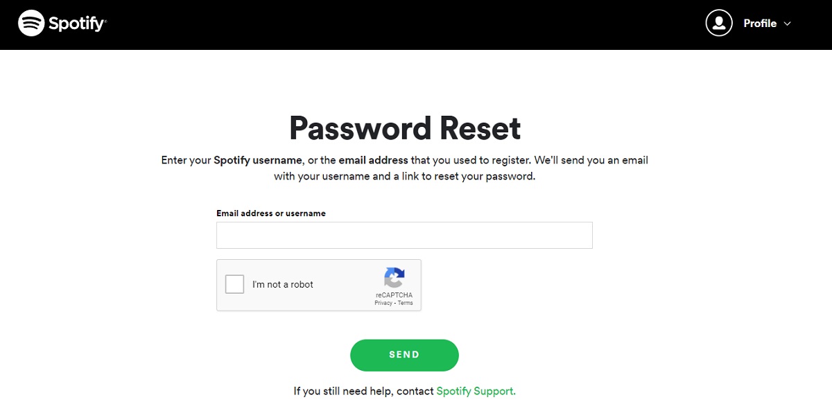 Spotify How to reset Password Section
