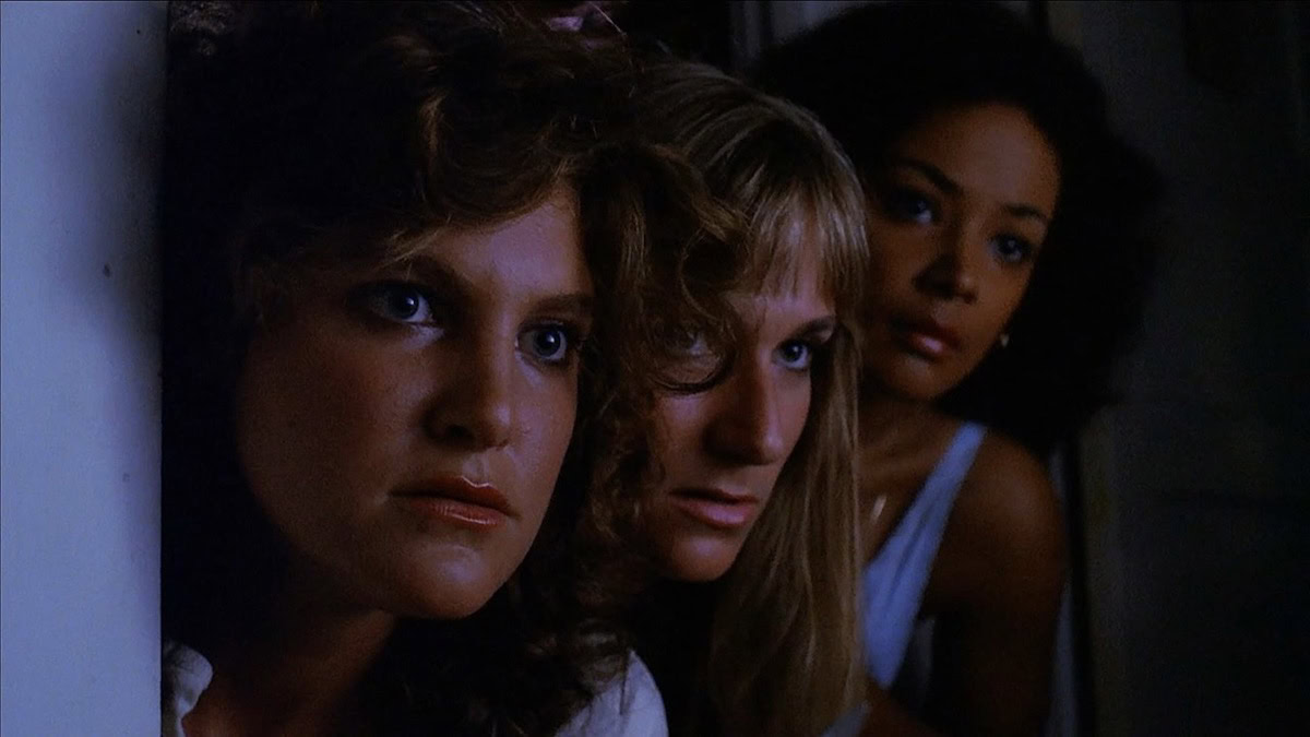 Three women, lined up, in close-up in The Slumber Party Massacre — best movies on shudder