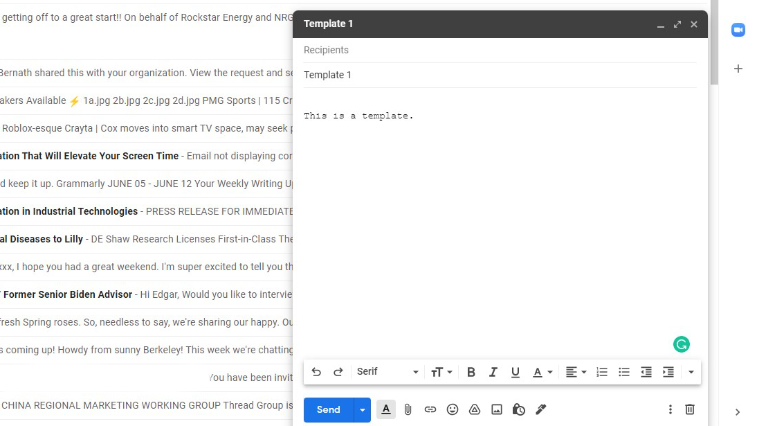 Using a Gmail template 2