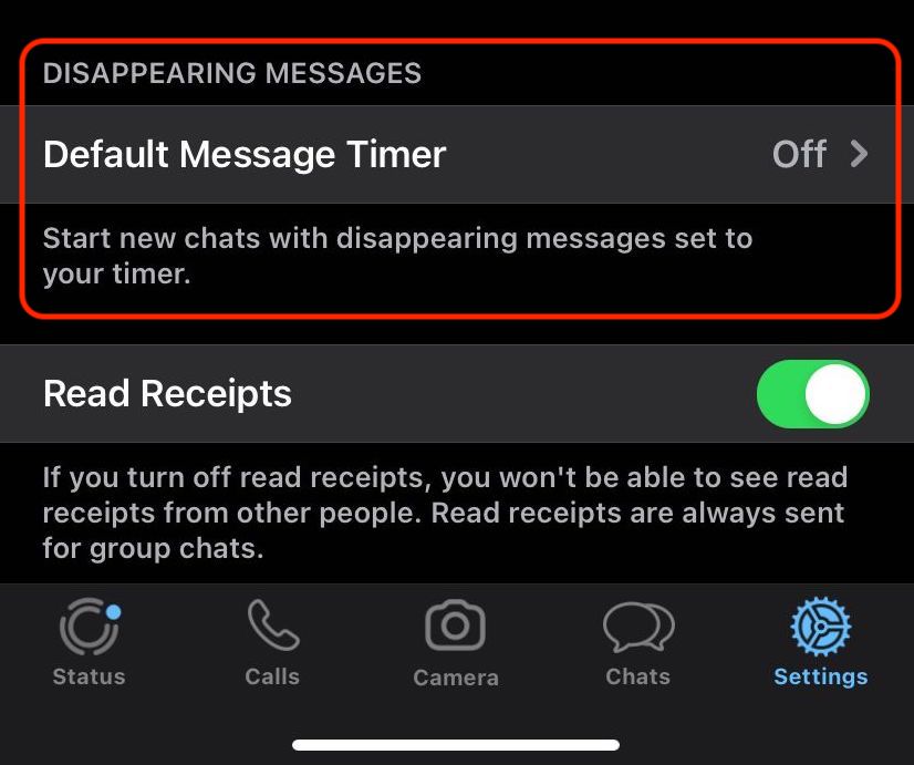 whatsapp ios disappearing messages