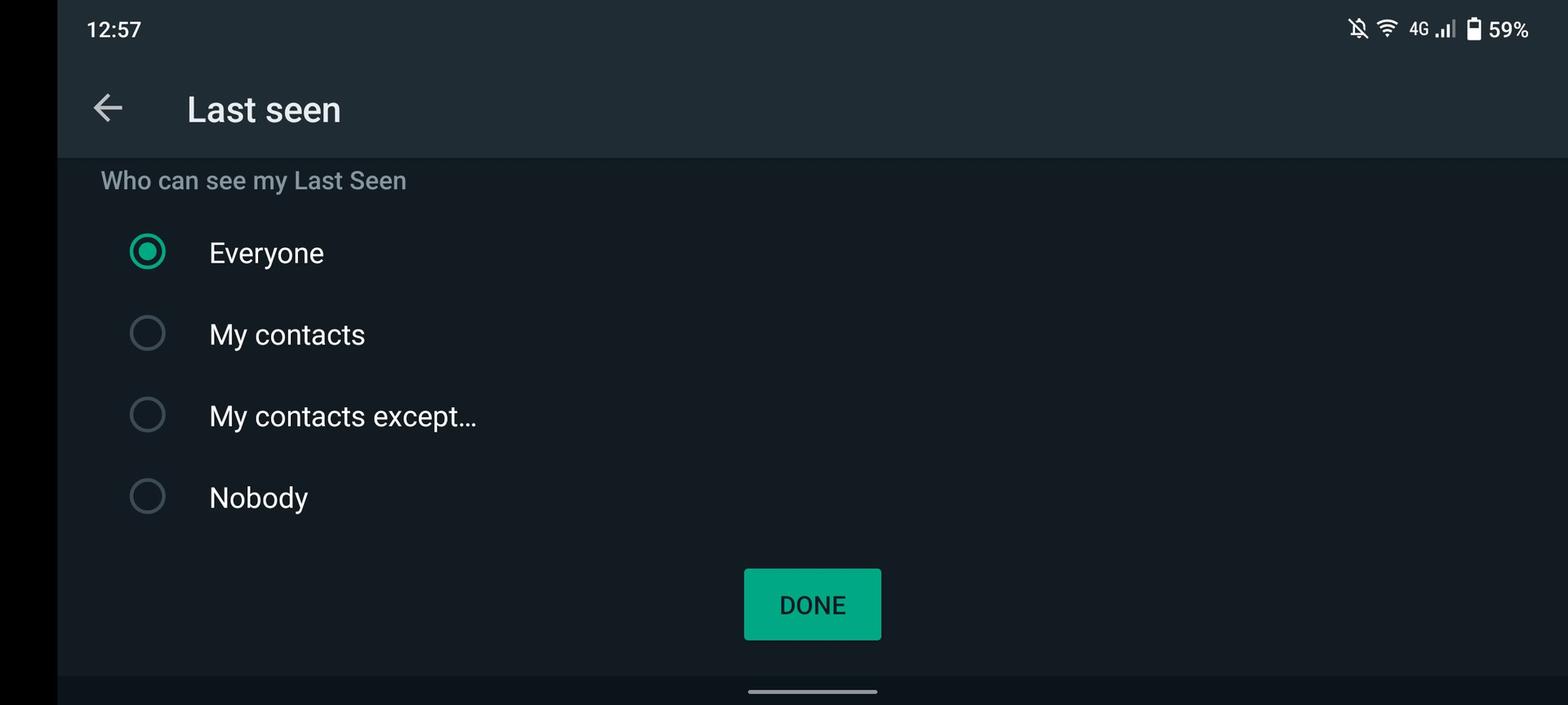 WhatsApp last seen option