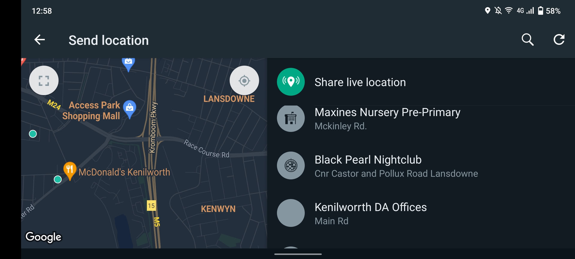 WhatsApp location sharing