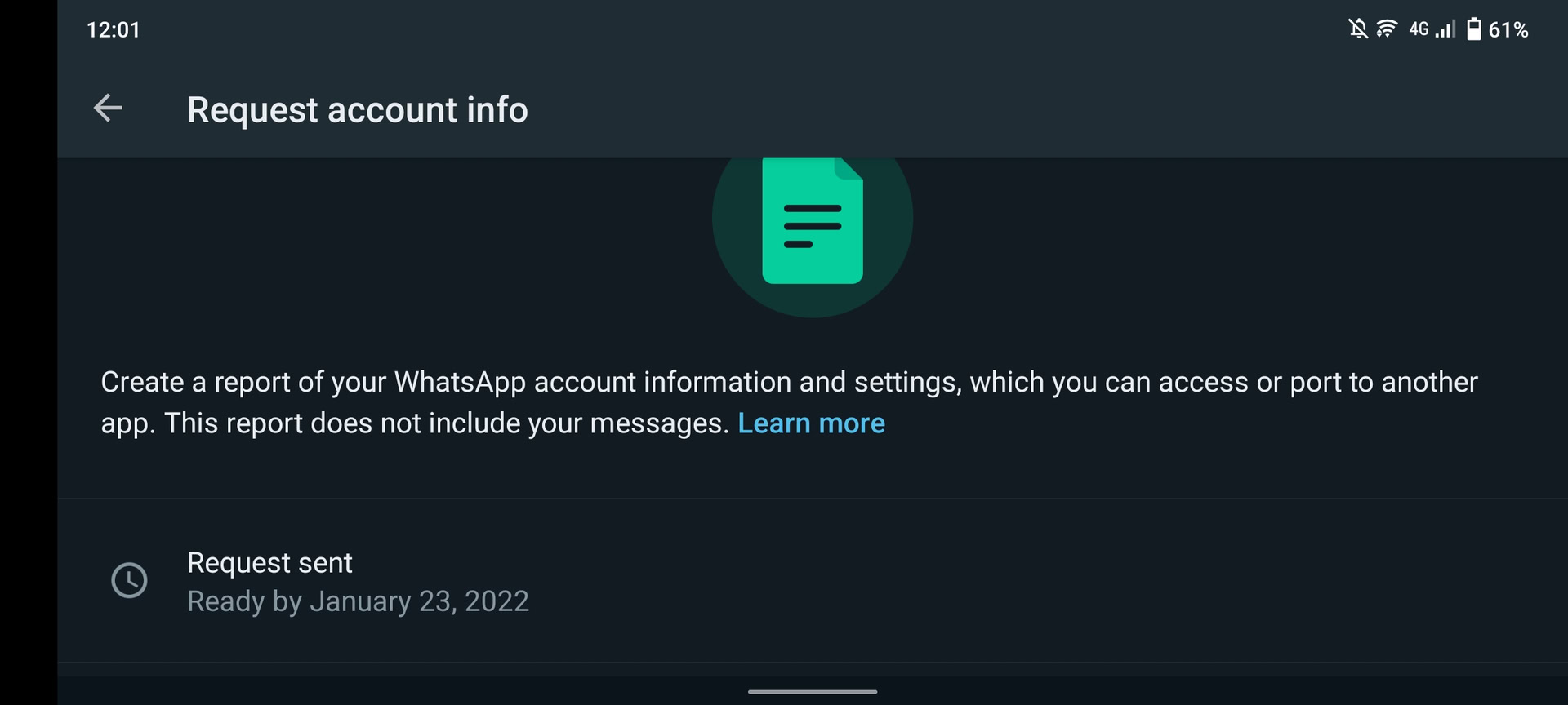 WhatsApp request account info