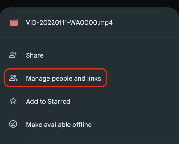 android google drive sharing menu