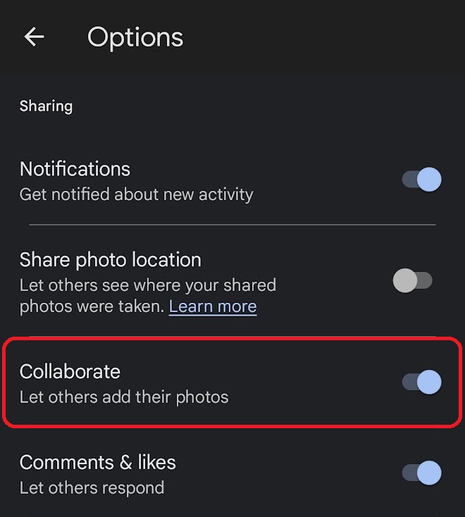 collaborative google photos album on mobile android and ios app 1