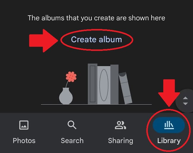 create album on the mobile app button