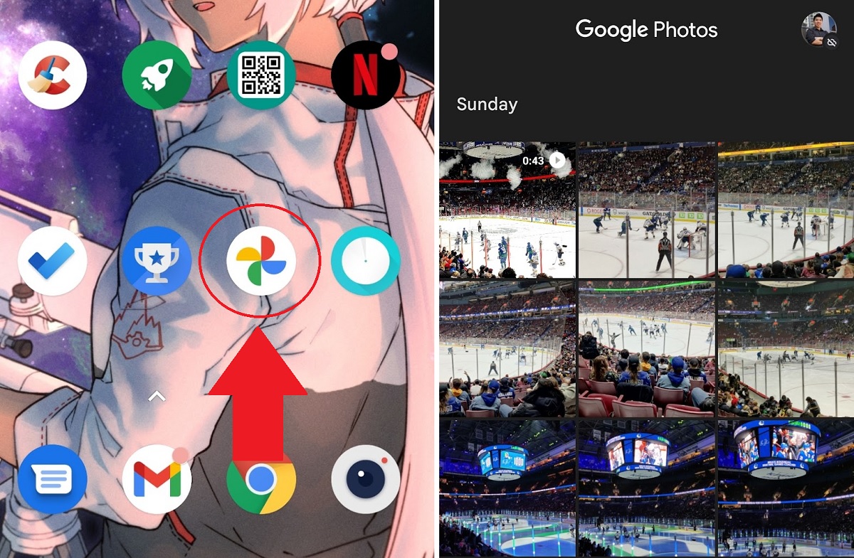 membuka aplikasi foto google di smartphone
