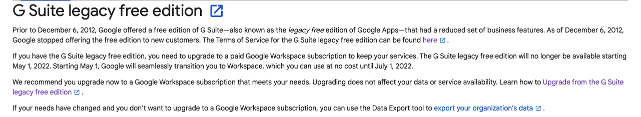 g suite legacy free edition