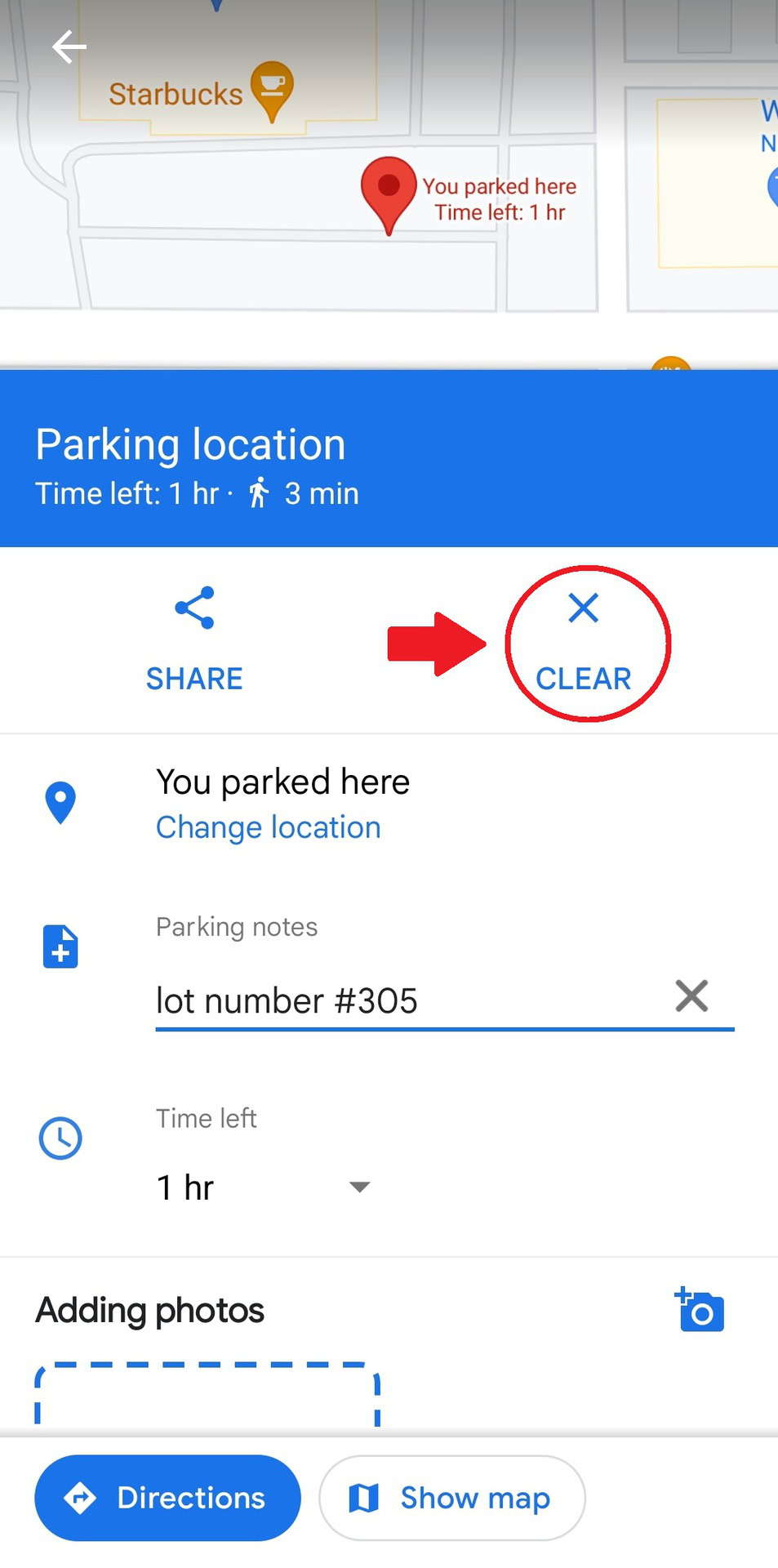 google maps parking lot