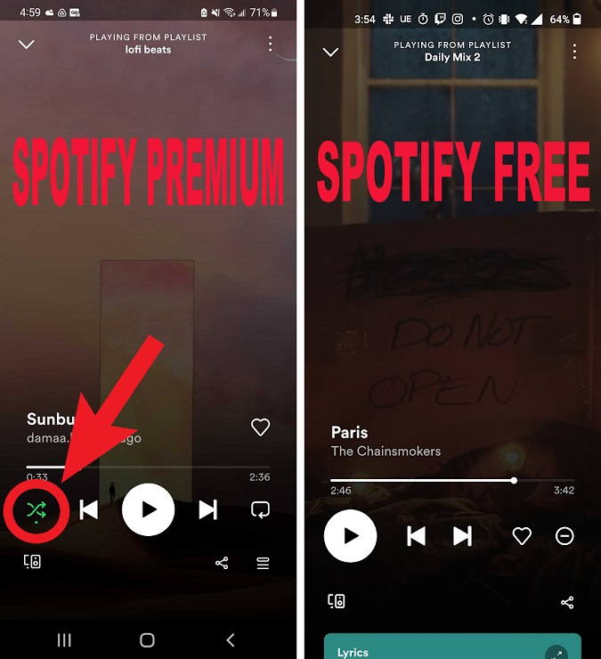 spotify free differences