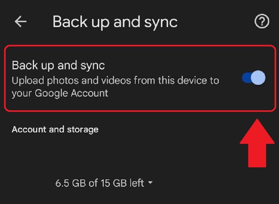 turning on back up and sync mobile screenshot 4