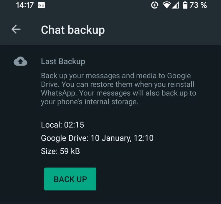 whatsapp android backup