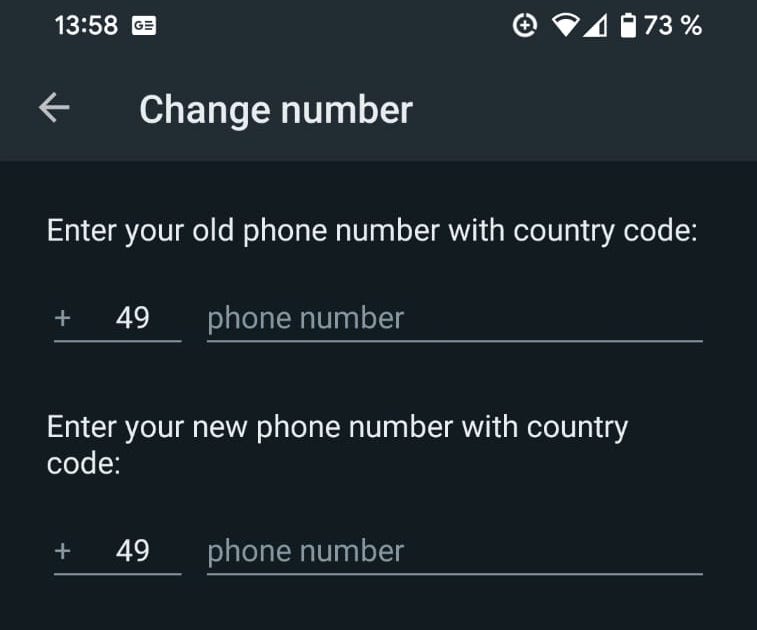 whatsapp phone android change numbers