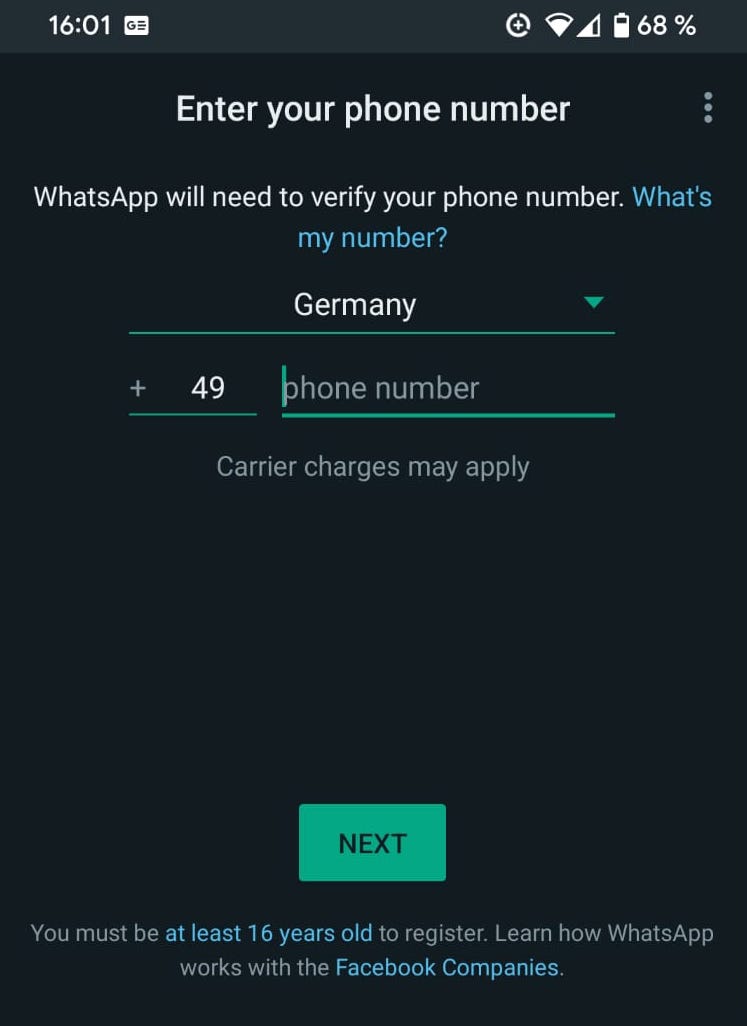 whatsapp android verify phone number