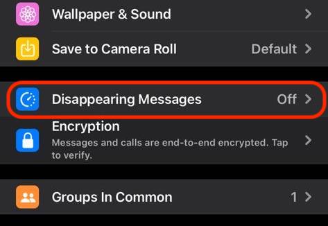whatsapp disappearing messages individual