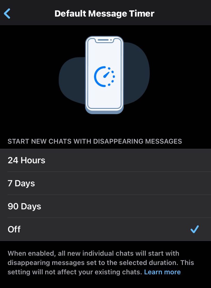 whatsapp disappearing messages set