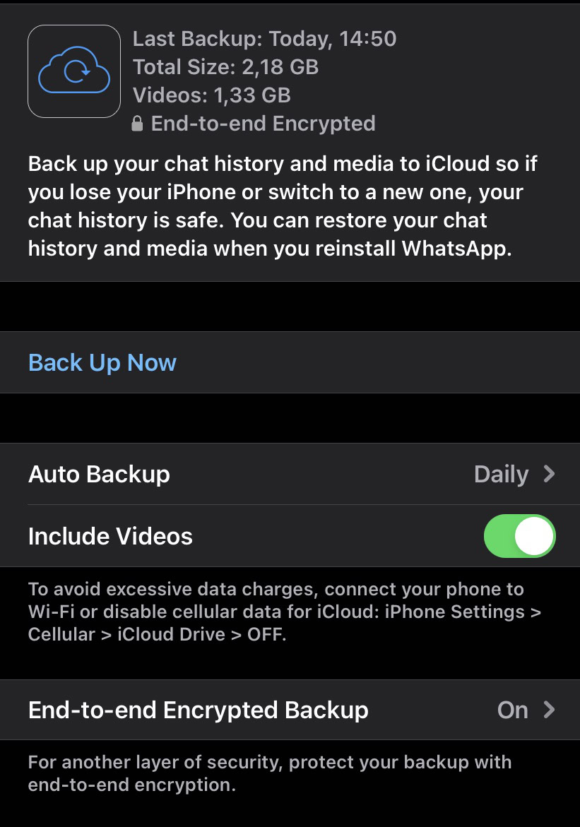 whatsapp ios backup recover messages