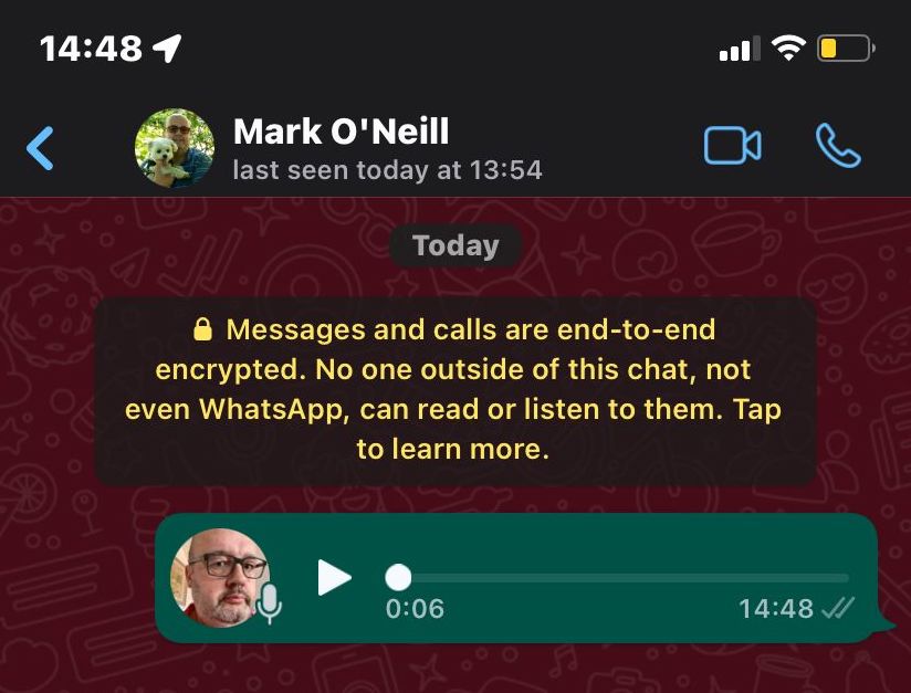 whatsapp ios voice message