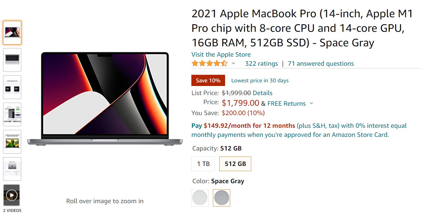 2021 Apple MacBook Pro 14 inch Amazon Deal
