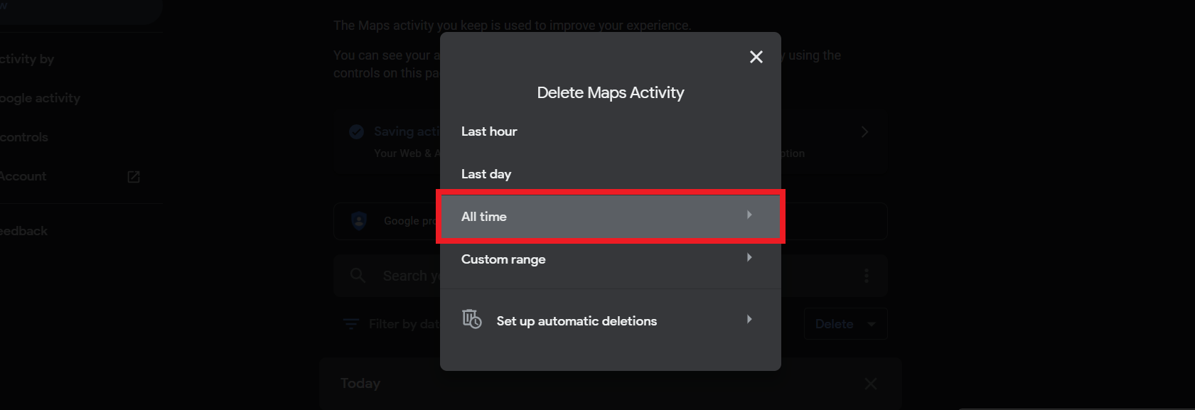 Delete Maps history all time