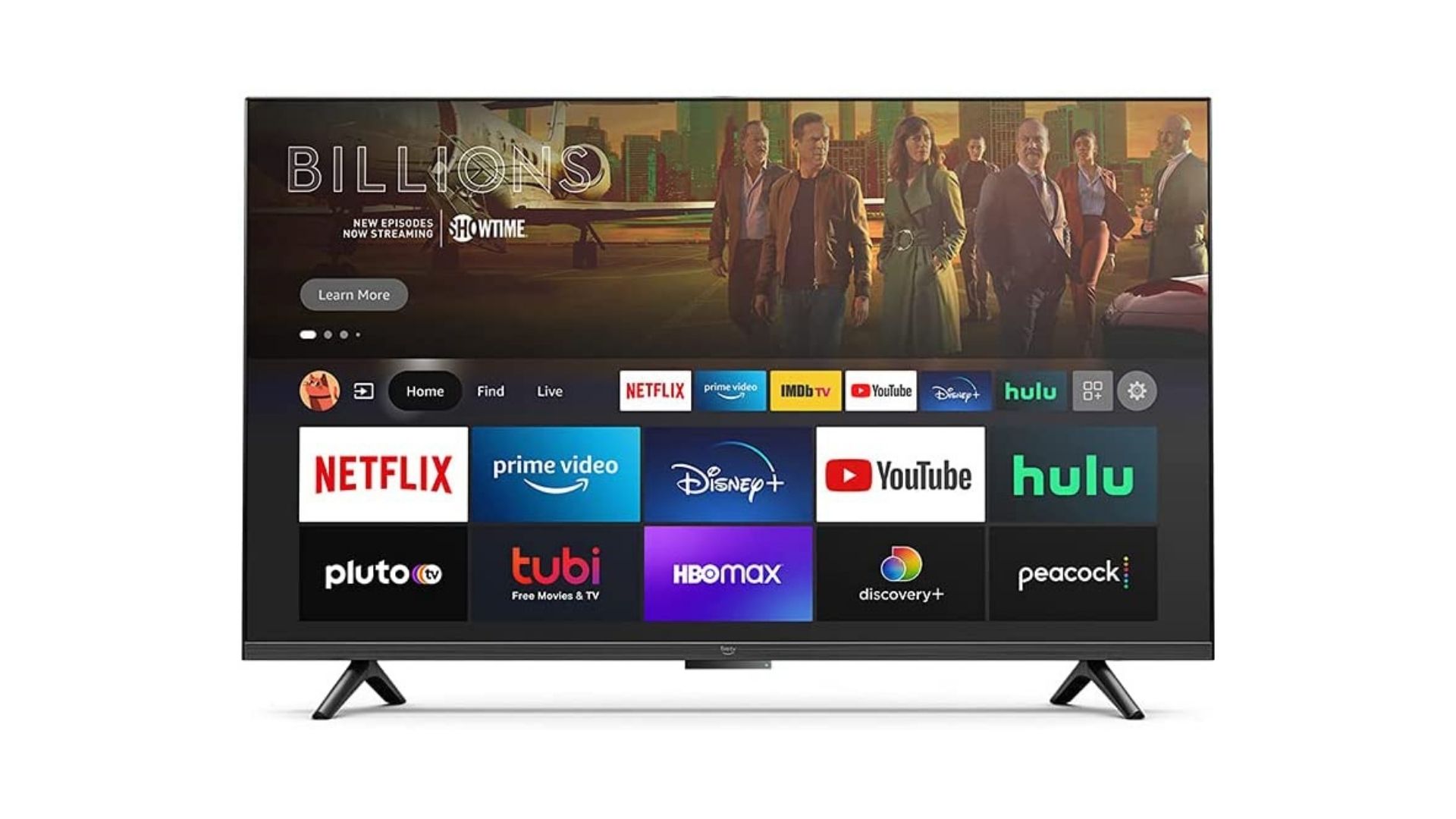 A product shot of an Amazon Fire TV 55 Inch Omni Series 4K UHD Smart TV.