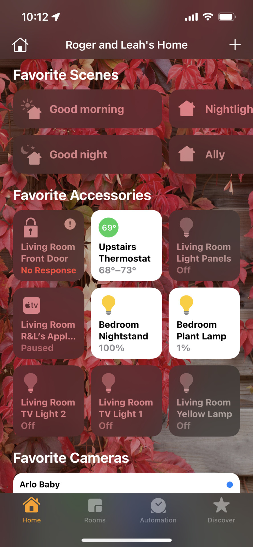 The Apple Home app dashboard