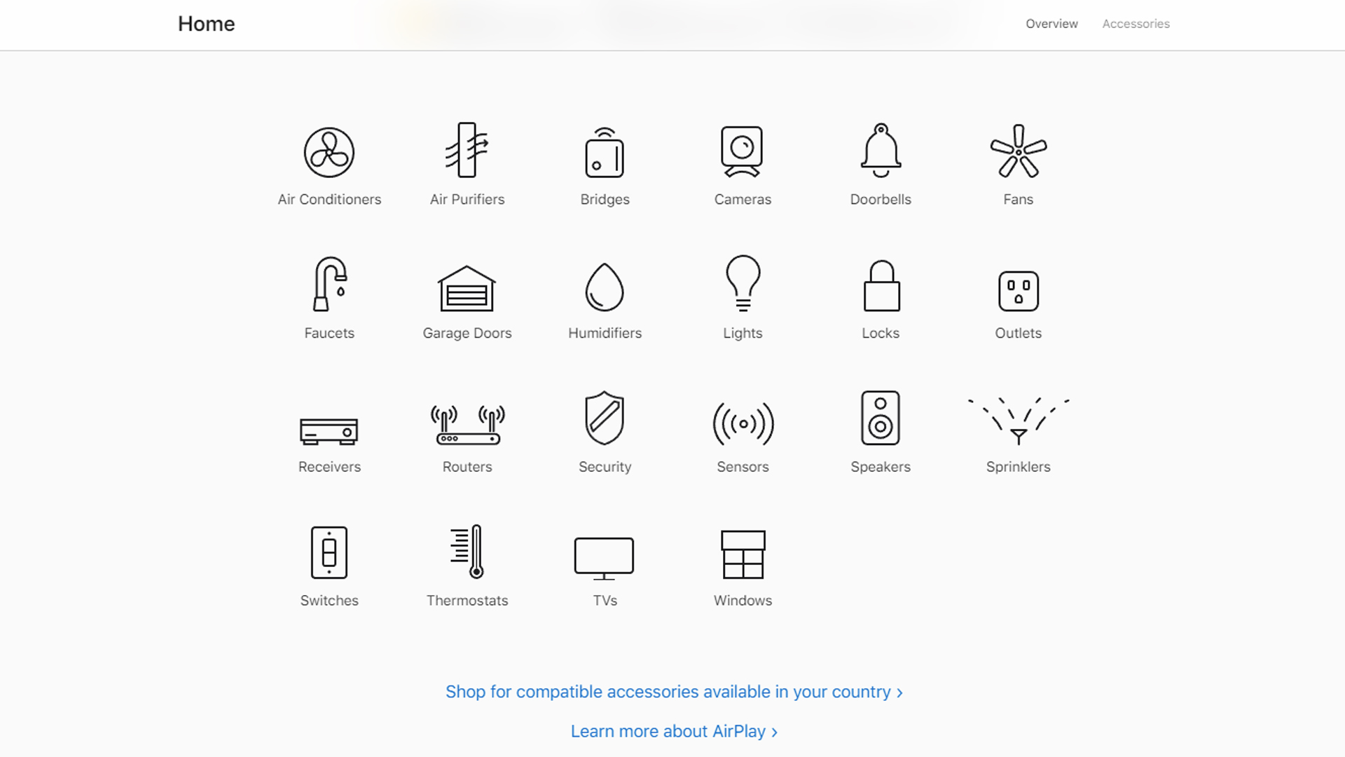 Apple HomeKit accessory categories