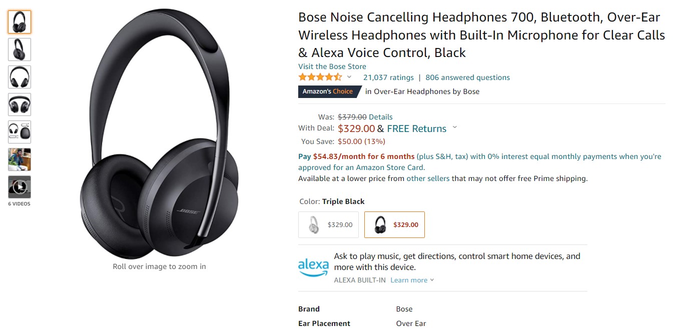 Bose Noise Cancelling Headphones 700 Amazon Deal