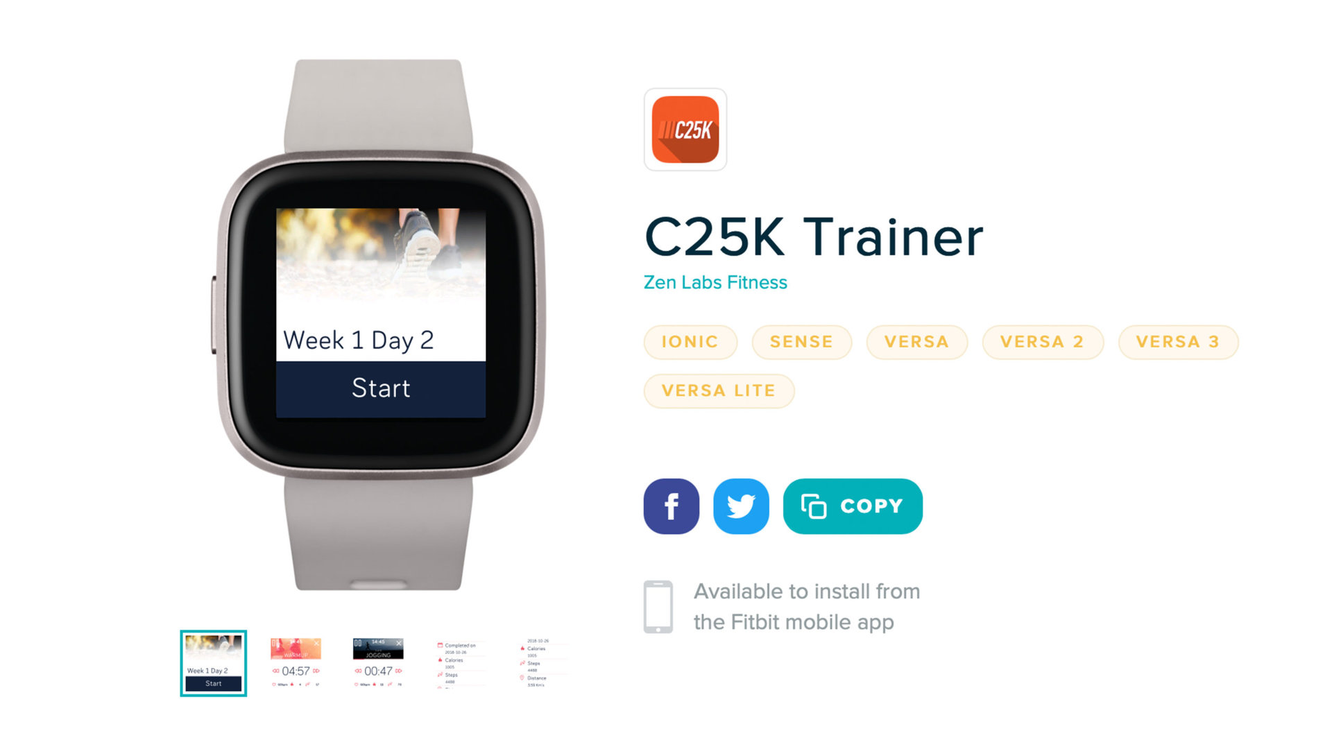 Information for the C25K Trainer app for Fitbit.